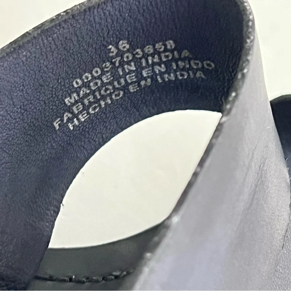 Free People Sandals Leather Loop‎ Toe Black Wash Slide Abilene EU 36